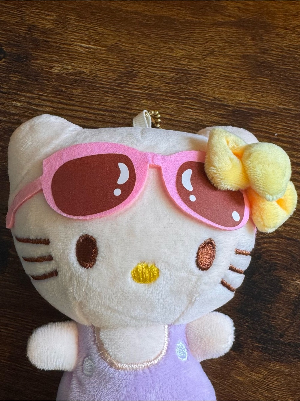 Sanrio Hello Kitty Plush Keychain - Pink Sunglasses & Yellow Bow bathing suit - Picture 3 of 4
